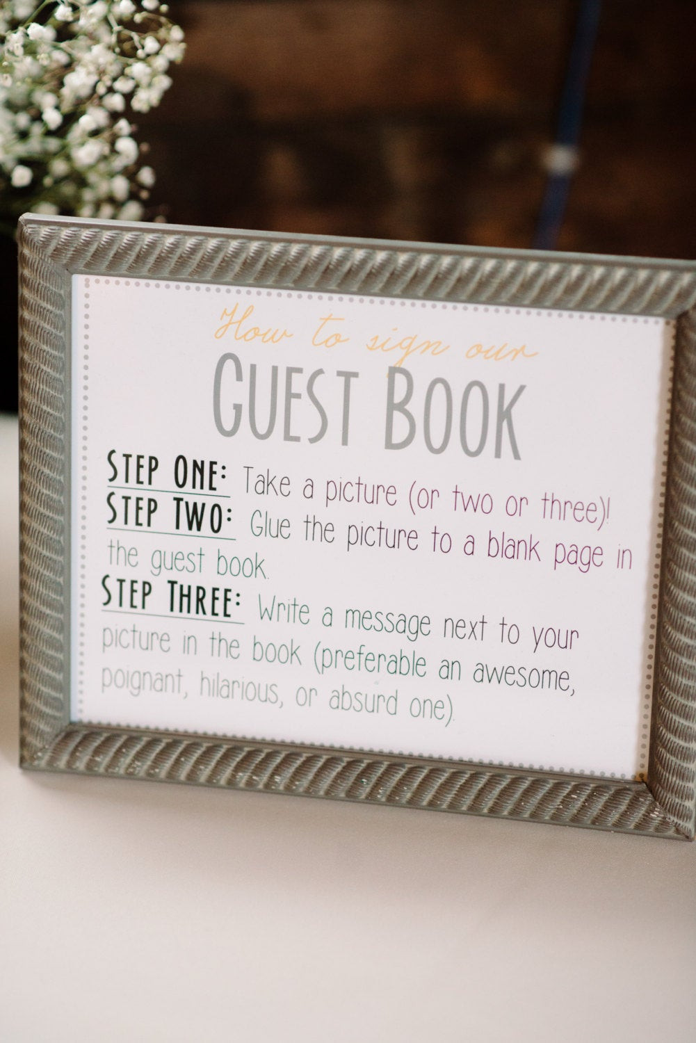 What To Write In A Wedding Guest Book
 Guest Book Sign template instant gray and yellow