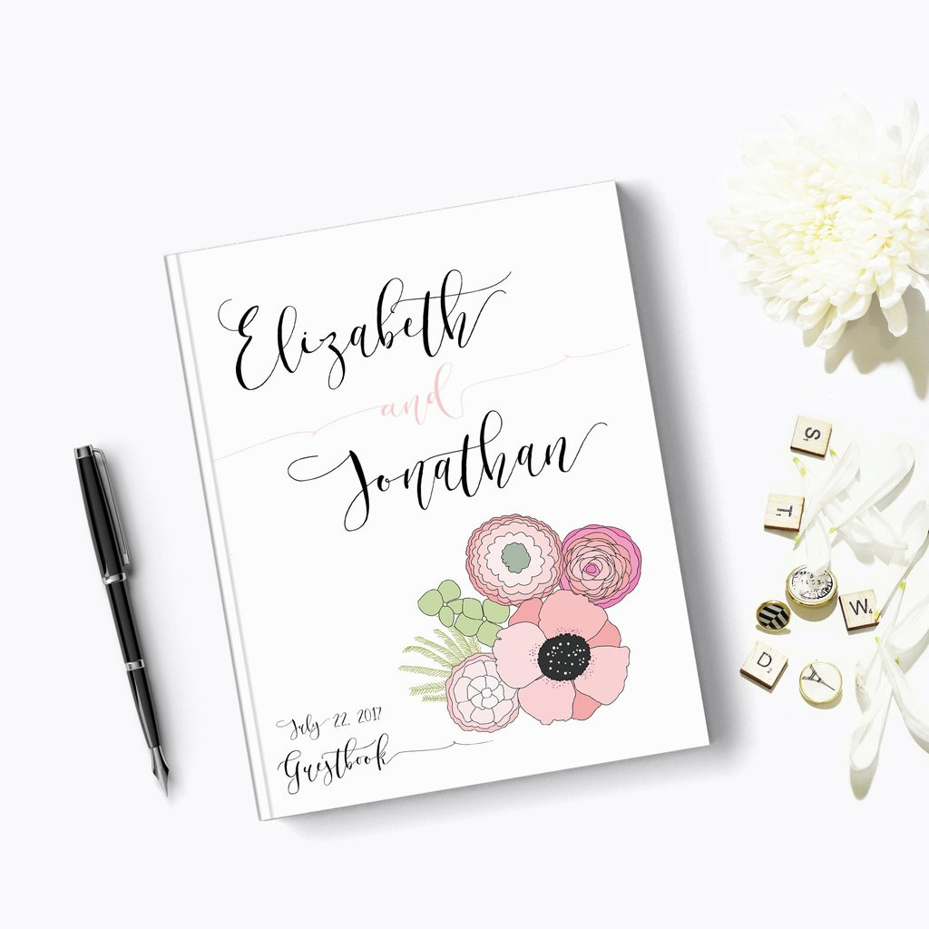 What To Write In A Wedding Guest Book
 Floral Wedding Guest Book Hard Cover Guestbook