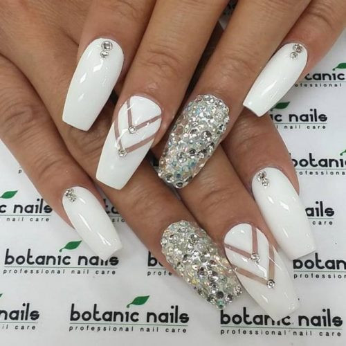 White Coffin Nail Designs
 Top 100 Prom White And Silver Nails Coffin