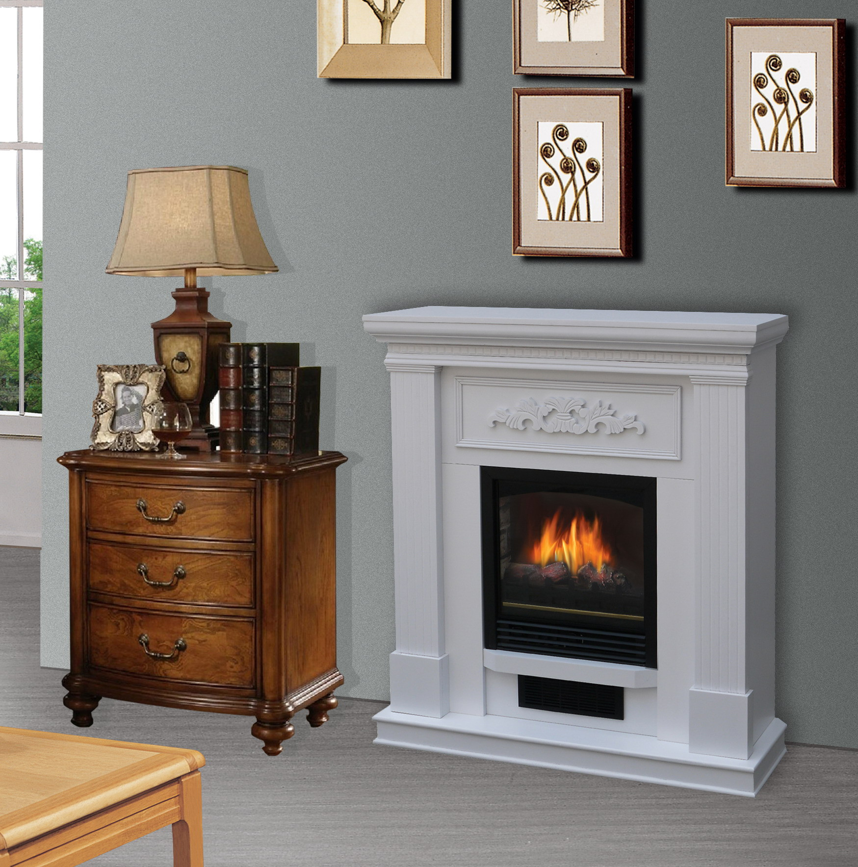 White Corner Electric Fireplace
 Bold Flame 38 inch Wall Corner Electric Fireplace Heater
