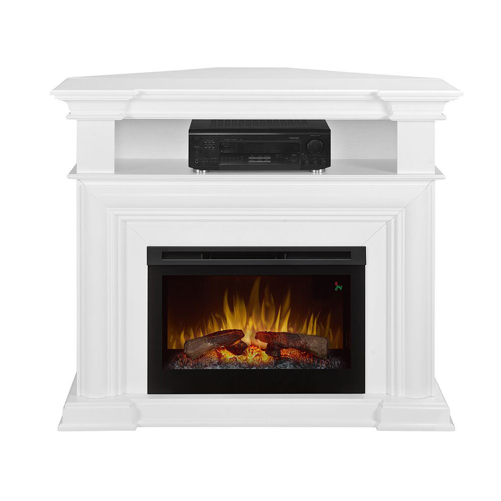 White Corner Electric Fireplace
 Colleen wall or Corner Electric Fireplace Media Console in