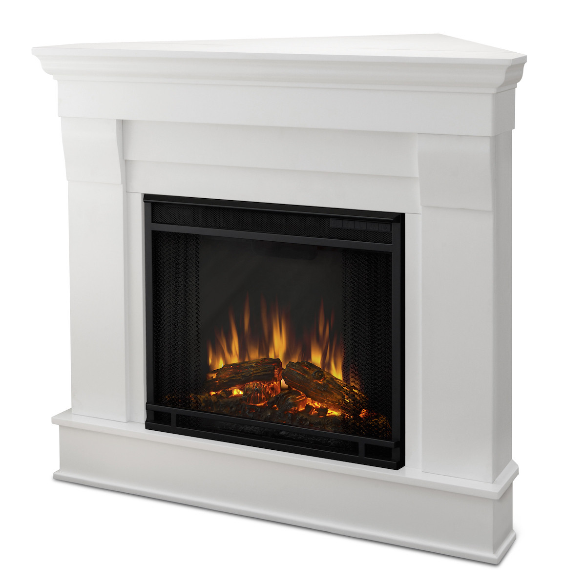 White Corner Electric Fireplace
 Real Flame Chateau Corner Electric Fireplace in White