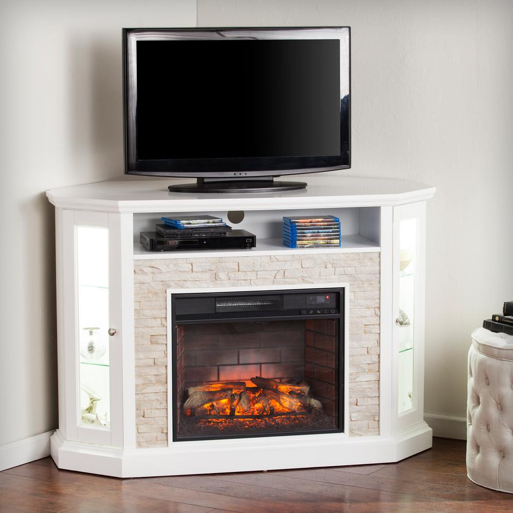 White Corner Electric Fireplace
 Bellingham 52 25 in W Corner Convertible Infrared