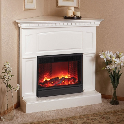 White Corner Electric Fireplace
 Heritage Corner Electric White Fireplace by Real Flame