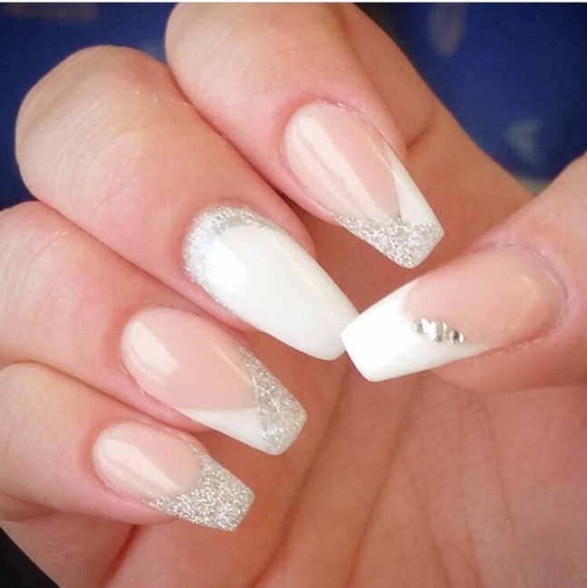 White Glitter Acrylic Nails
 Top 55 Beautiful White Acrylic Nails