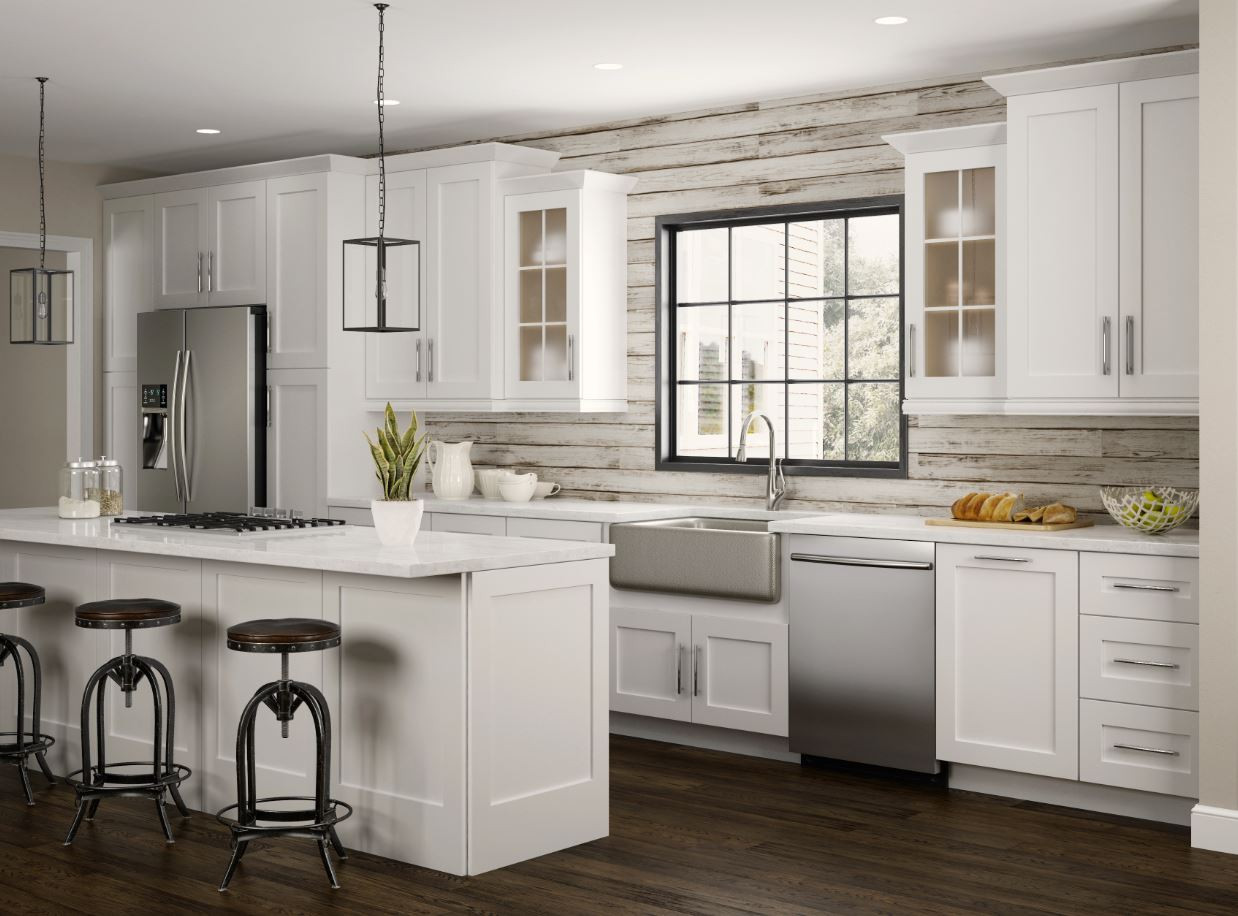 White Kitchen Cabinet Designs
 Newport Oven Cabinets in Pacific White – Kitchen – The