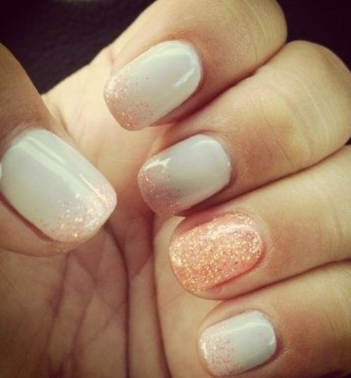 White Nails With Glitter
 Nail Designs to Try Amazing Nail Arts for the Week