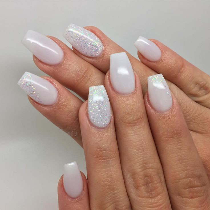 White Nails With Glitter
 The 25 best White glitter nails ideas on Pinterest