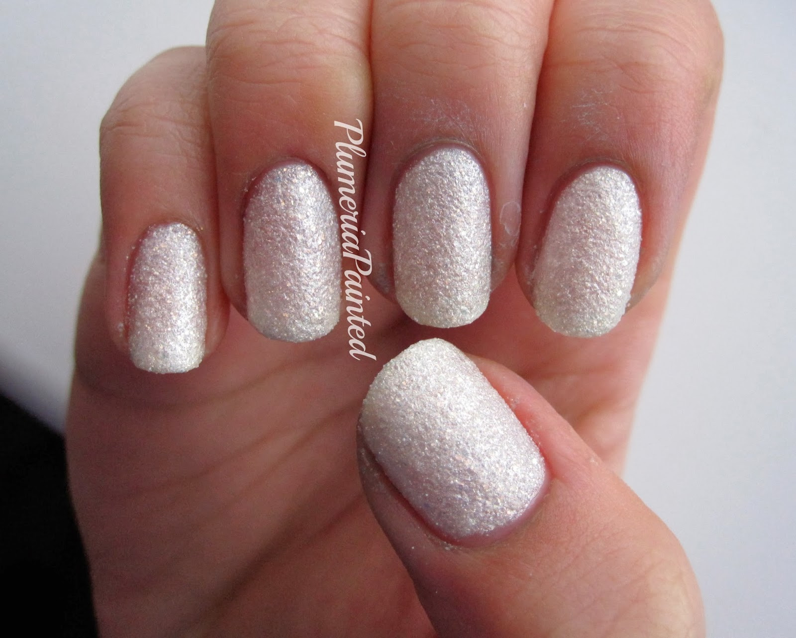 White Nails With Glitter
 PlumeriaPainted White Nails Barry M Royal Glitter Lady