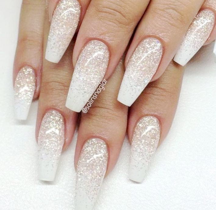 White Nails With Glitter
 Nail Designs With White Glitter Amazing Nails design