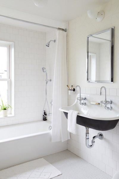 White Square Tile Bathroom
 24 of 27 in Before & After A 19th Century Brooklyn
