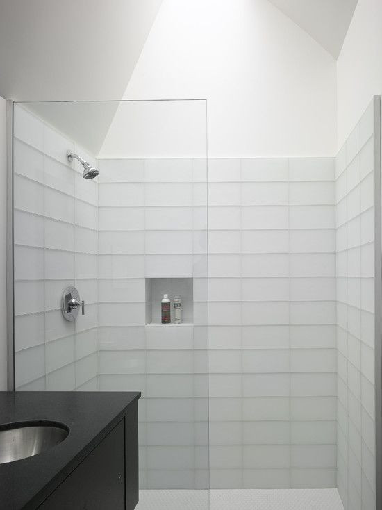 White Tile Bathroom Shower
 37 white rectangular bathroom tiles ideas and pictures