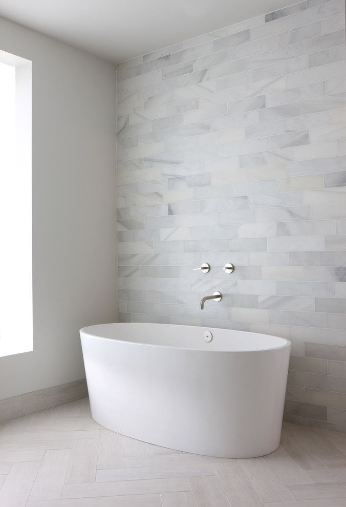 White Tile Bathroom Shower
 Modern Bathroom love the gray tiles would be great with