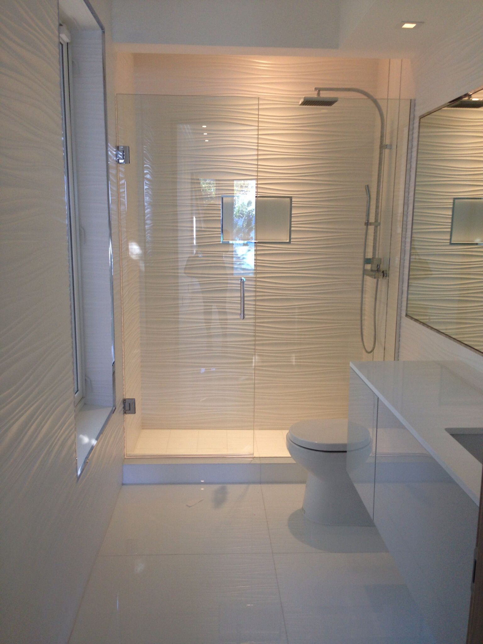 White Tile Bathroom Shower
 All white bathroom gorgeous Wall tile toilet vanity