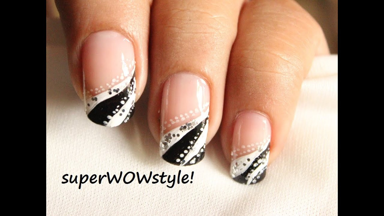 White Tips Nail Art
 French Tip Abstract Nail Designs Easy Nail Art in Black