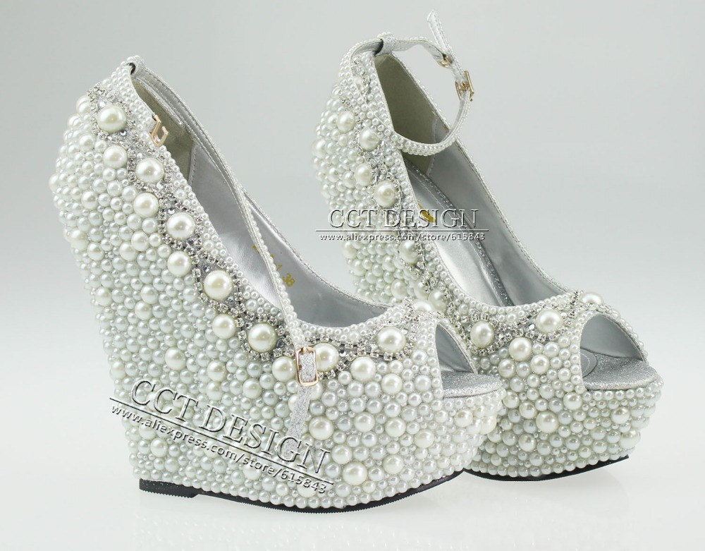 White Wedding Wedge Shoes
 2014 New Fashion Wedding Wedges formal wedding shoes White