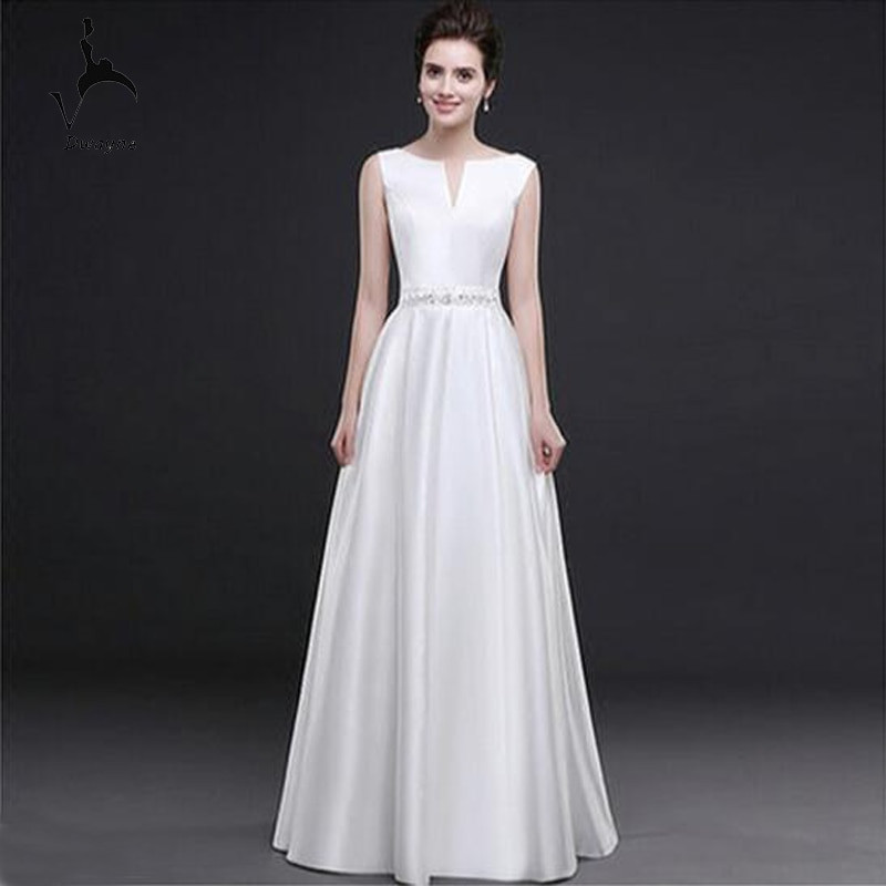 Wholesale Wedding Gowns
 Simple Design Sleeveless A line Wedding Dress Stunning V