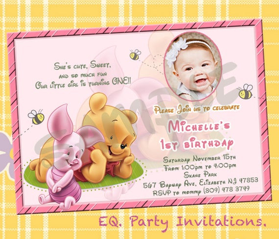 Winnie The Pooh Birthday Invitations
 Winnie the pooh 1St Birthday Invitations printable