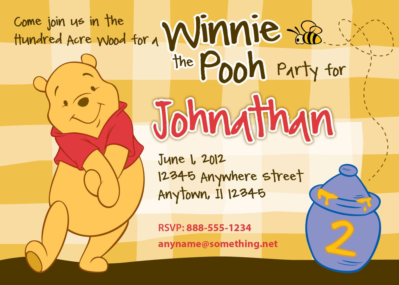 Winnie The Pooh Birthday Invitations
 WINNIE the POOH Birthday Invitation DIY Printable by