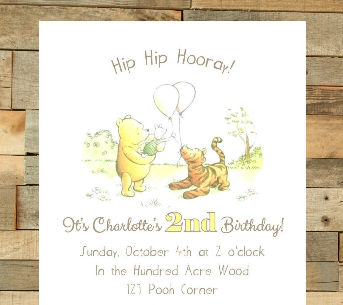 Winnie The Pooh Birthday Invitations
 Classic Winnie The Pooh Birthday Invitation Print Your Own