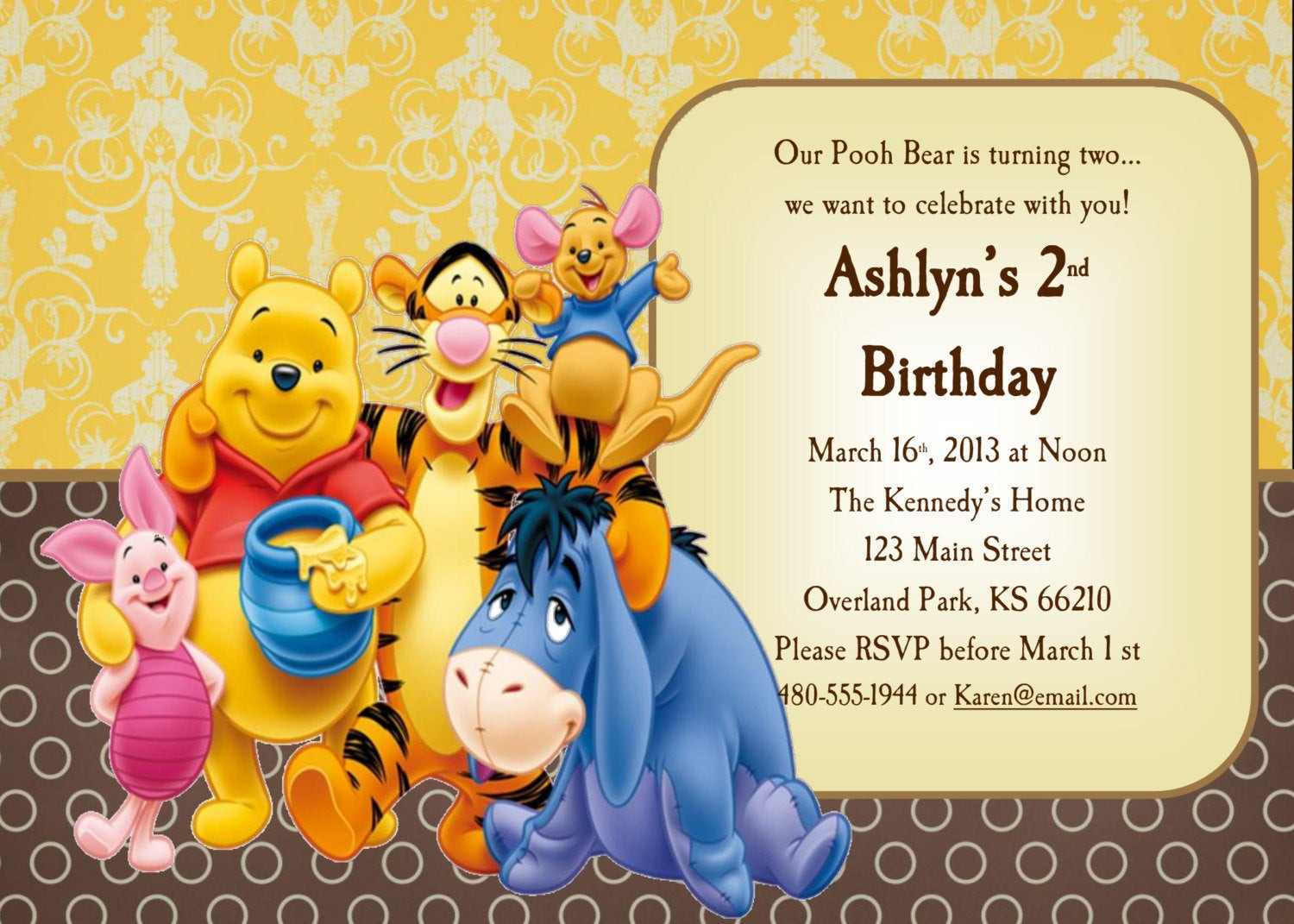 Winnie The Pooh Birthday Invitations
 Items similar to Winnie the Pooh Birthday Invitation GIRL