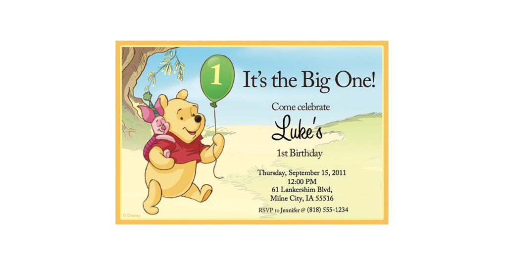 Winnie The Pooh Birthday Invitations
 Winnie the Pooh Birthday Party Invitation