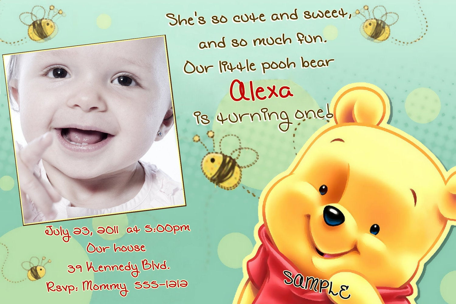 Winnie The Pooh Birthday Invitations
 Winnie the Pooh Birthday Invitations by Createphotocards4u
