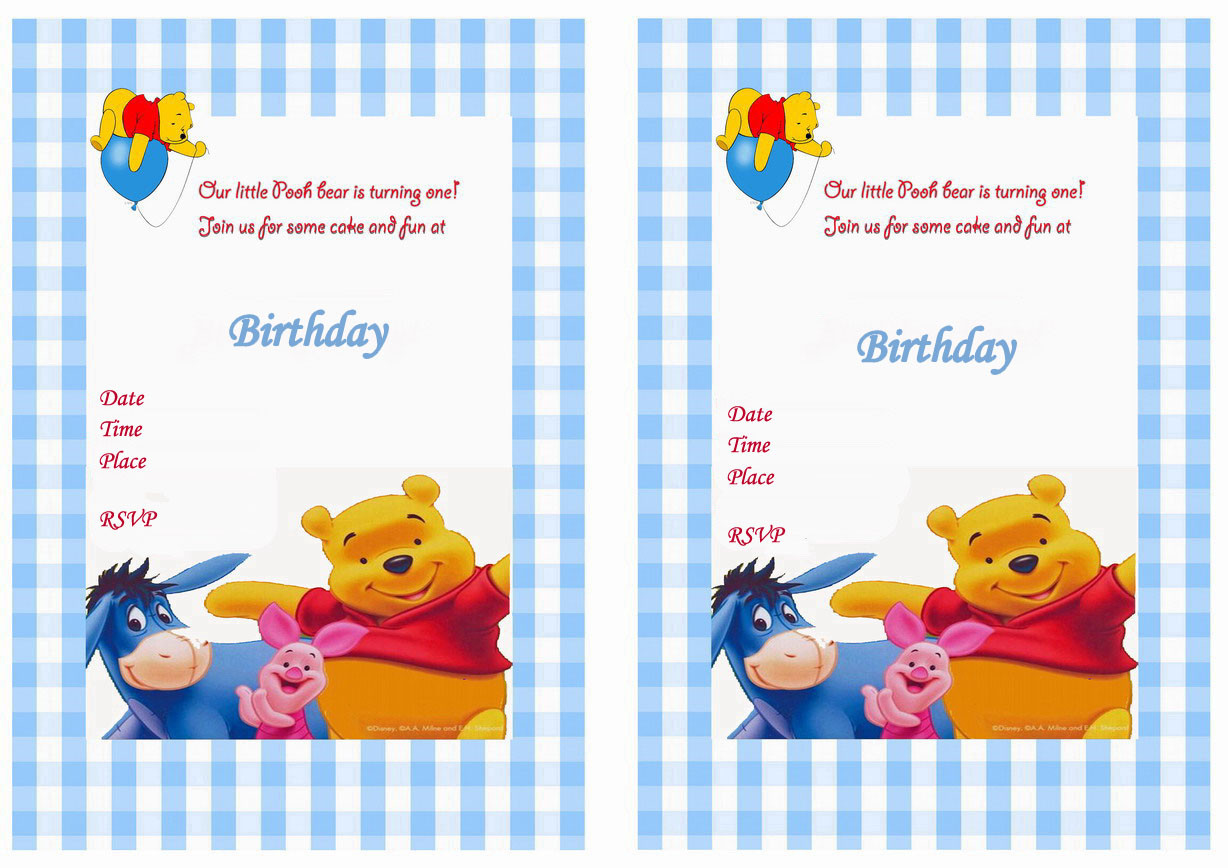Winnie The Pooh Birthday Invitations
 Winnie the Pooh Birthday Invitations
