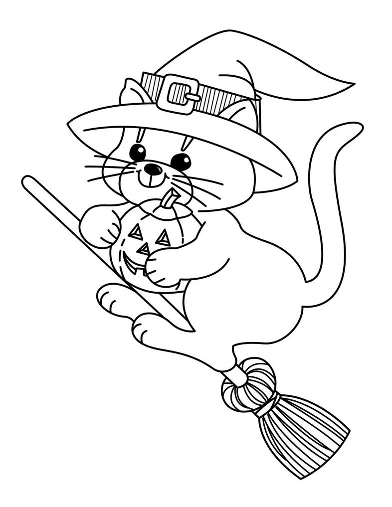 Witch Coloring Pages Printables
 Witch Kitty Coloring Page by Mynder on DeviantArt