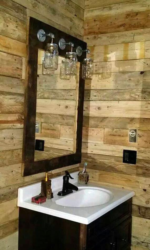 Wood Bathroom Light Fixtures
 Rustic barnwood MIRROR LIGHT mason jar vanity farmhouse style