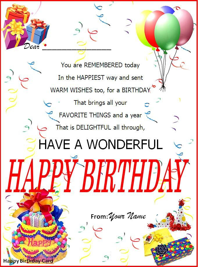 Word Birthday Card Template
 Birthday Card Word Template in 2019