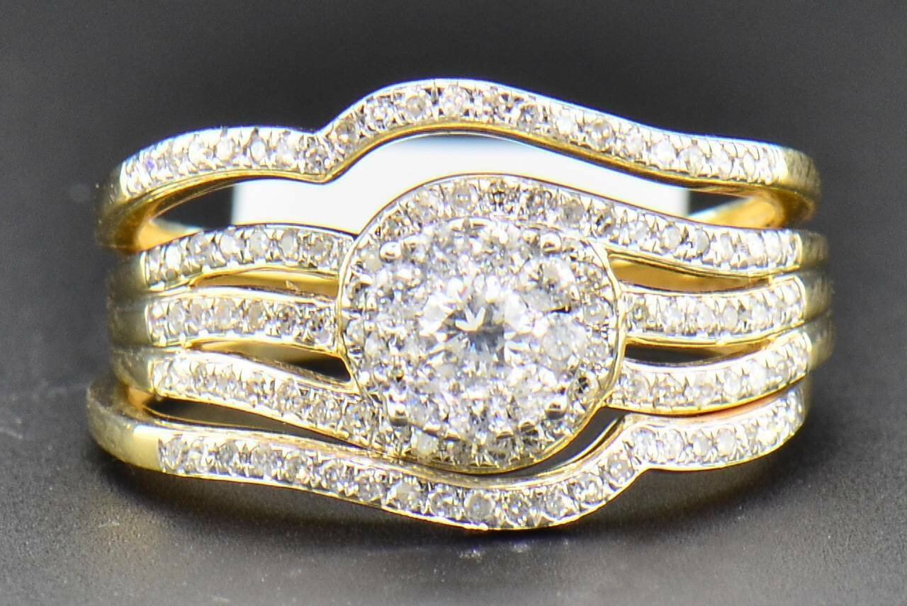 Yellow Diamond Wedding Ring
 Diamond Bridal Set 14K Yellow Gold Engagement Ring Wedding