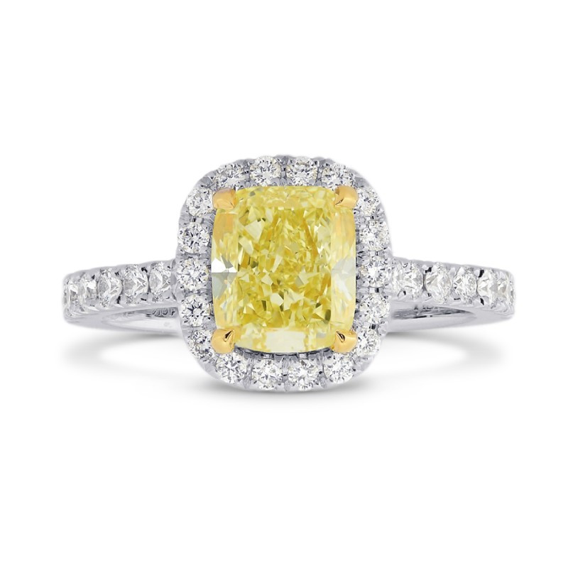 Yellow Diamond Wedding Ring
 Fancy Yellow Cushion Diamond Carriage Halo Ring SKU