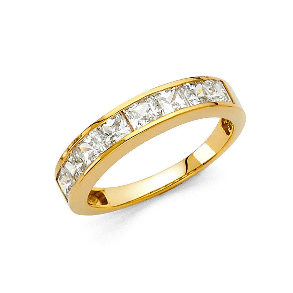 Yellow Diamond Wedding Ring
 14k Yellow Gold Diamond Square Princess Cut Channel Set