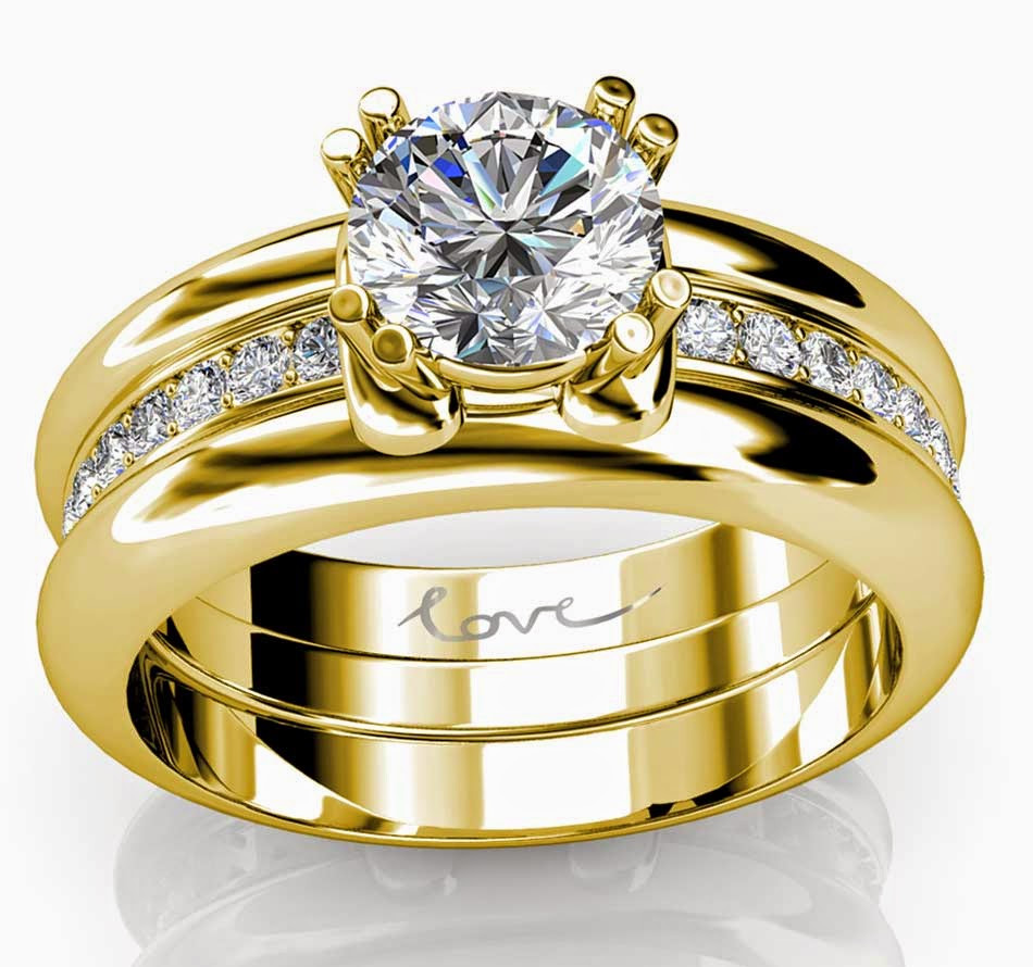 Yellow Gold Wedding Ring Sets
 Trio Wedding Rings Sets Yellow Gold with Luxury Diamond