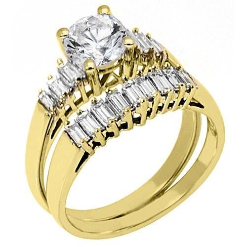 Yellow Gold Wedding Ring Sets
 WOMEN DIAMOND ENGAGEMENT RING WEDDING BAND BRIDAL SET