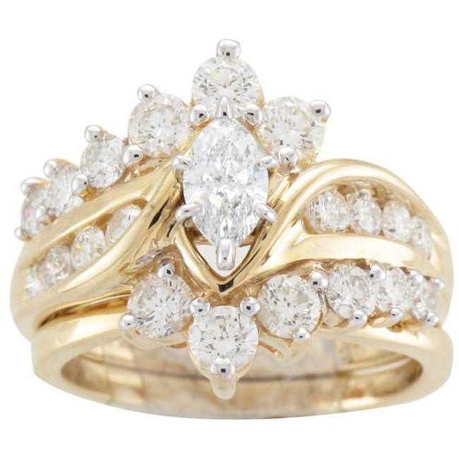 Yellow Gold Wedding Ring Sets
 14k Yellow Gold 2ct TDW Diamond Bridal Ring Set Free