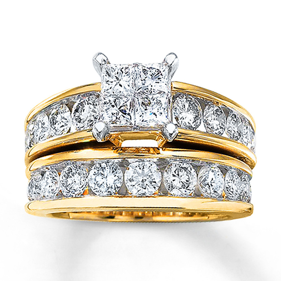 Yellow Gold Wedding Ring Sets
 Diamond Bridal Set 3 Carats tw 14K Yellow Gold