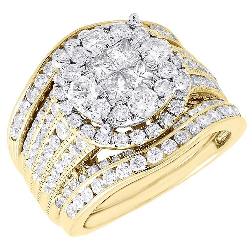 Yellow Gold Wedding Ring Sets
 Diamond Bridal Set La s 14K Yellow Gold 3 Piece Princess