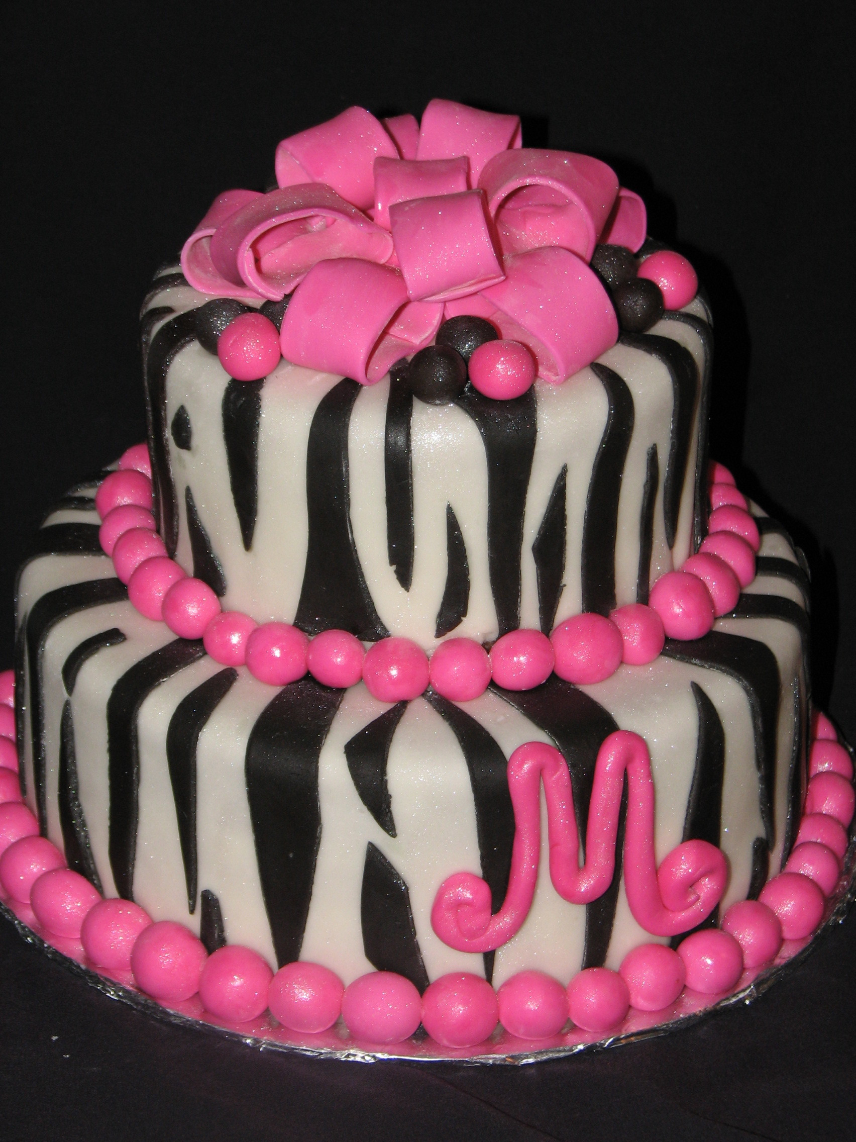 Zebra Birthday Cake
 Funky Pink and Zebra Print Birthday Cake
