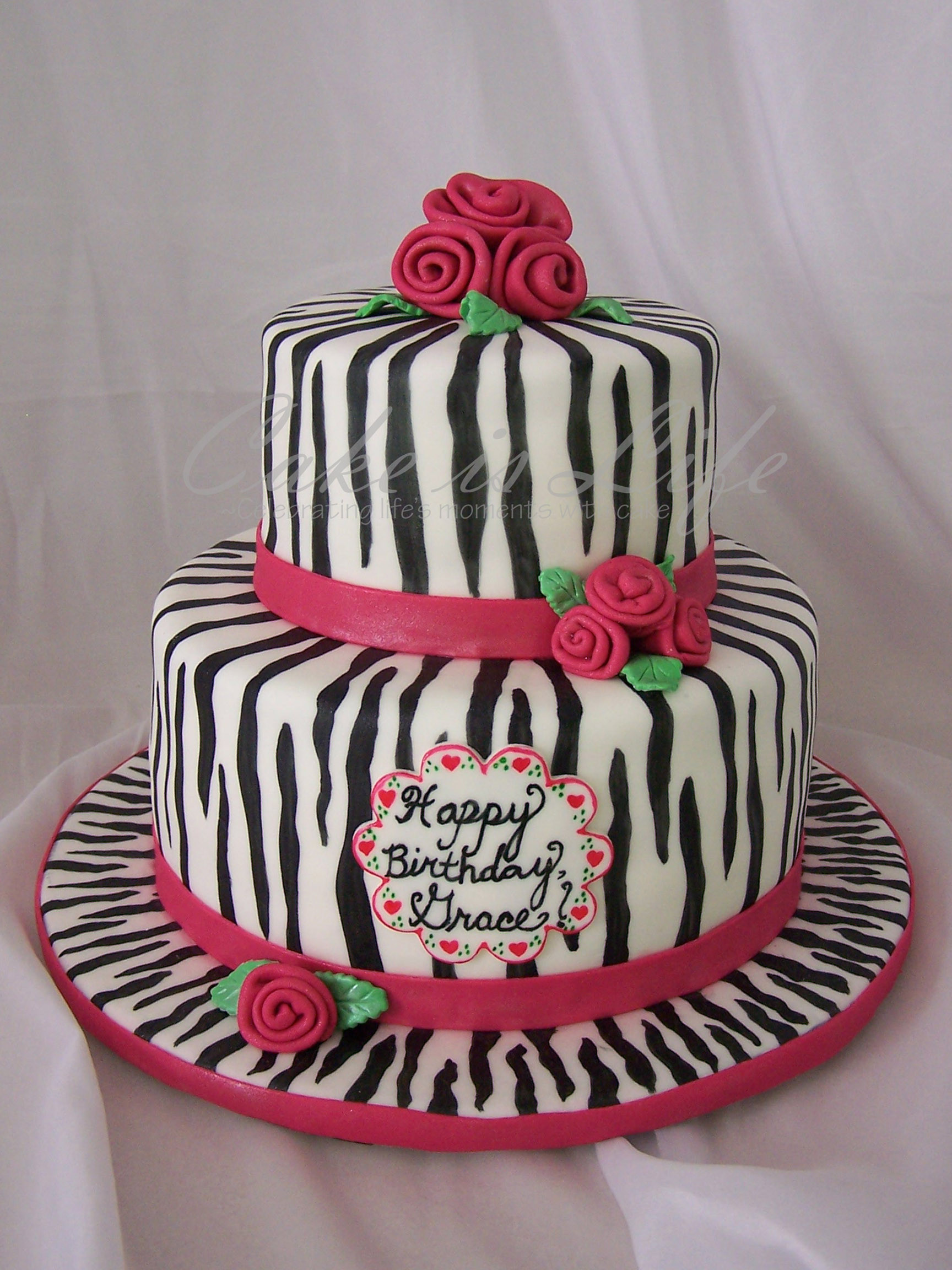 Zebra Birthday Cake
 Girly Zebra Birthday Cake