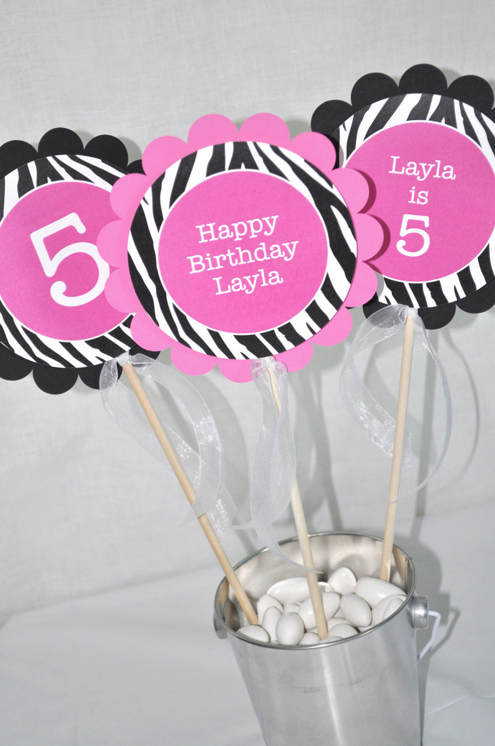 Zebra Decorations For Birthday Party
 3 Girl s Zebra Stripe Birthday Centerpiece Sticks – 1st