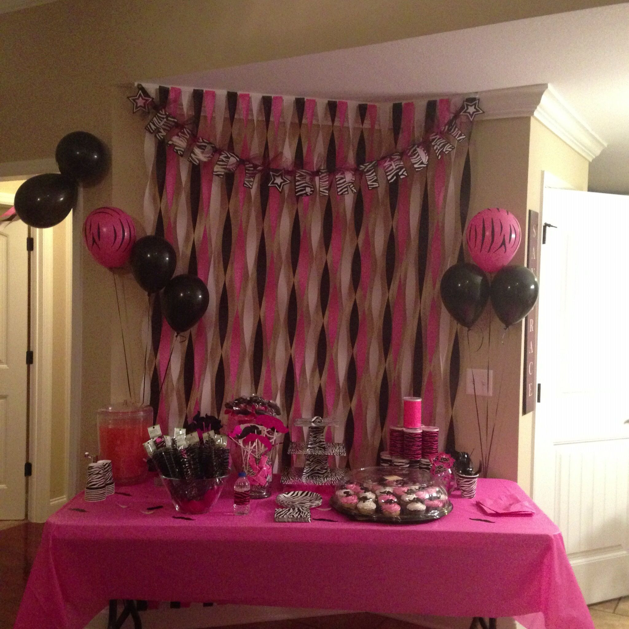 Zebra Decorations For Birthday Party
 Pink and Zebra print Mustache Party
