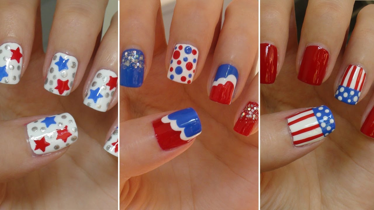 4th Of July Manicure Ideas
 Fourth of July Nails ☆ Three Easy Designs