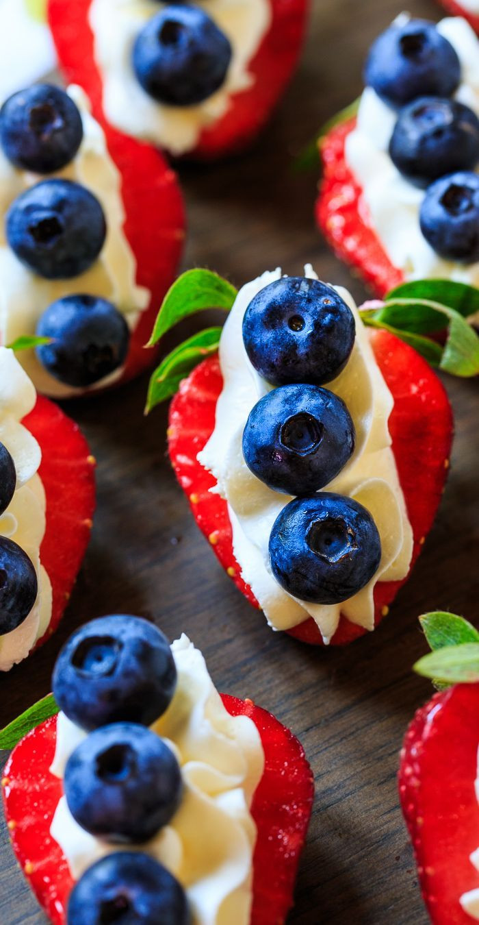 4th Of July Potluck Ideas
 Red White and Blue Cheesecake Strawberries