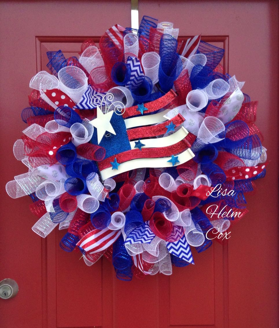 4th Of July Wreath Ideas
 Patriotic red white & blue Memorial Day 4th of July