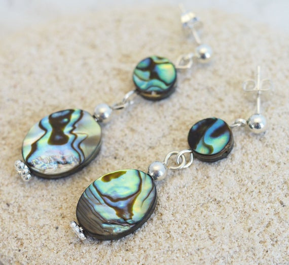 Abalone Shell Earrings
 Abalone shell earrings paua shell earrings iridescent blue