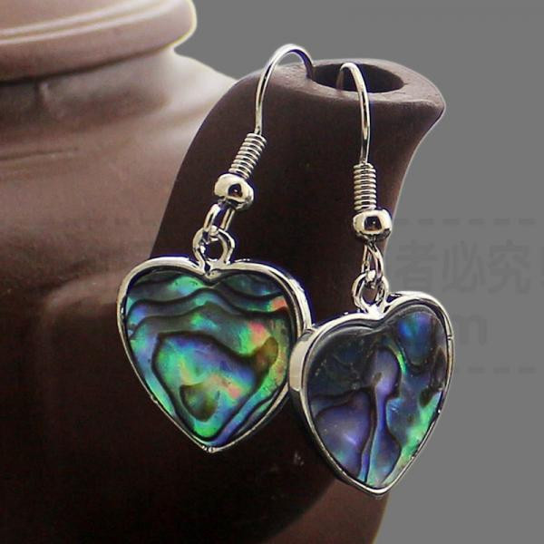Abalone Shell Earrings
 Heart Shaped Natural Handmade Abalone Shell Gemstone