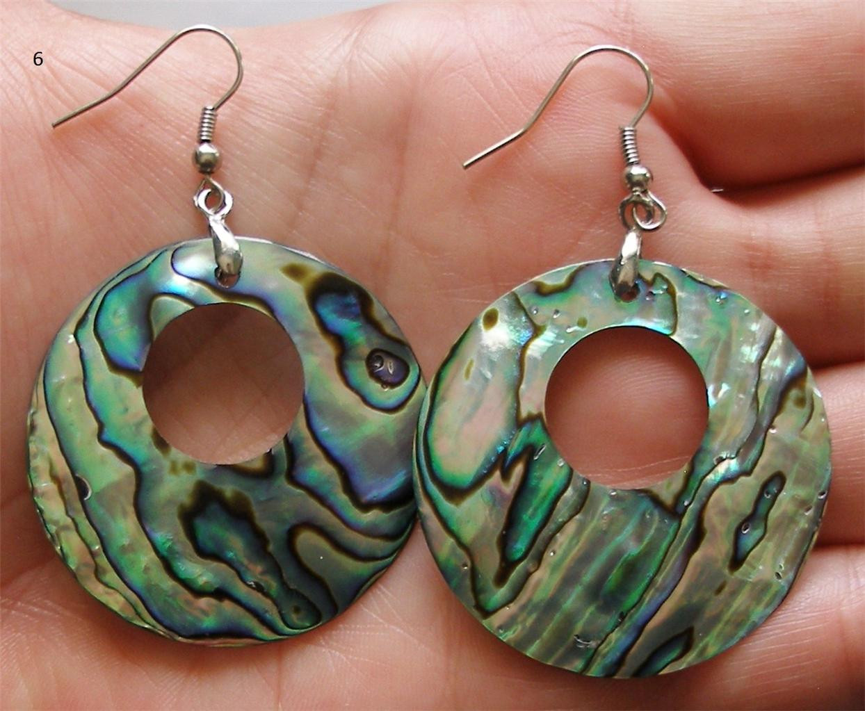 Abalone Shell Earrings
 Handmade Abalone Shell Earrings Colorful Iridescent Discs