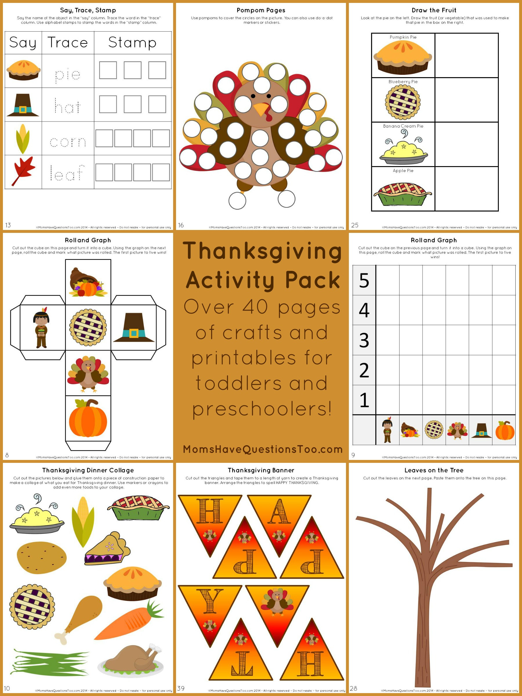 Activities For Thanksgiving
 Thanksgiving Activity Pack with Crafts and Printables